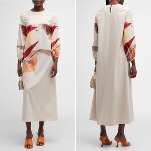 MISOOK Painted Sunset Maxi Dress Beige Sz XL NWT